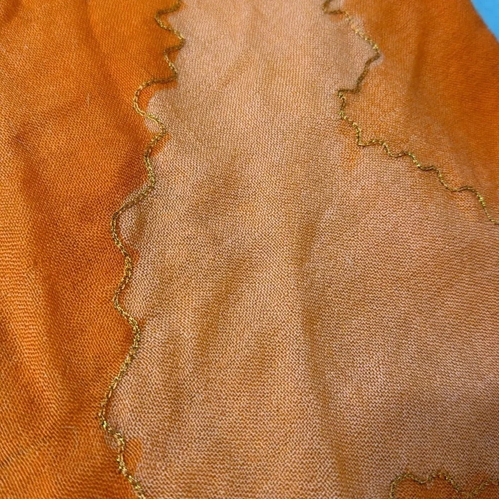 Beautiful Ombré Orange Pashmina Scarf / Wrap with Fringe